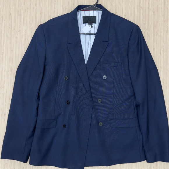 H&M Slim Fit Blue Double Breasted Suit Jacket - size 42R - Picture 1 of 6